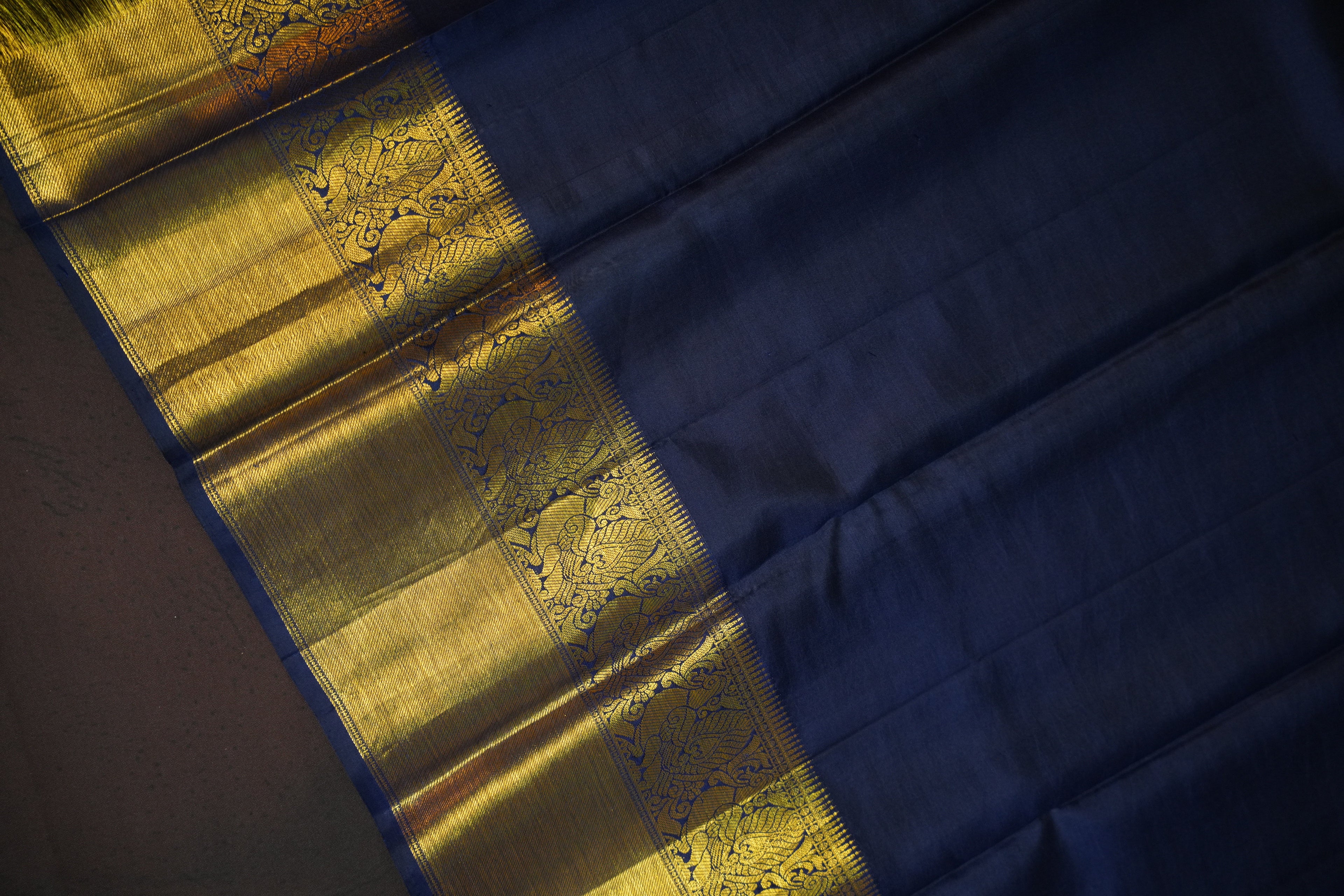 Floral Kanchi Printed Kalamkari Saree with Zari Border