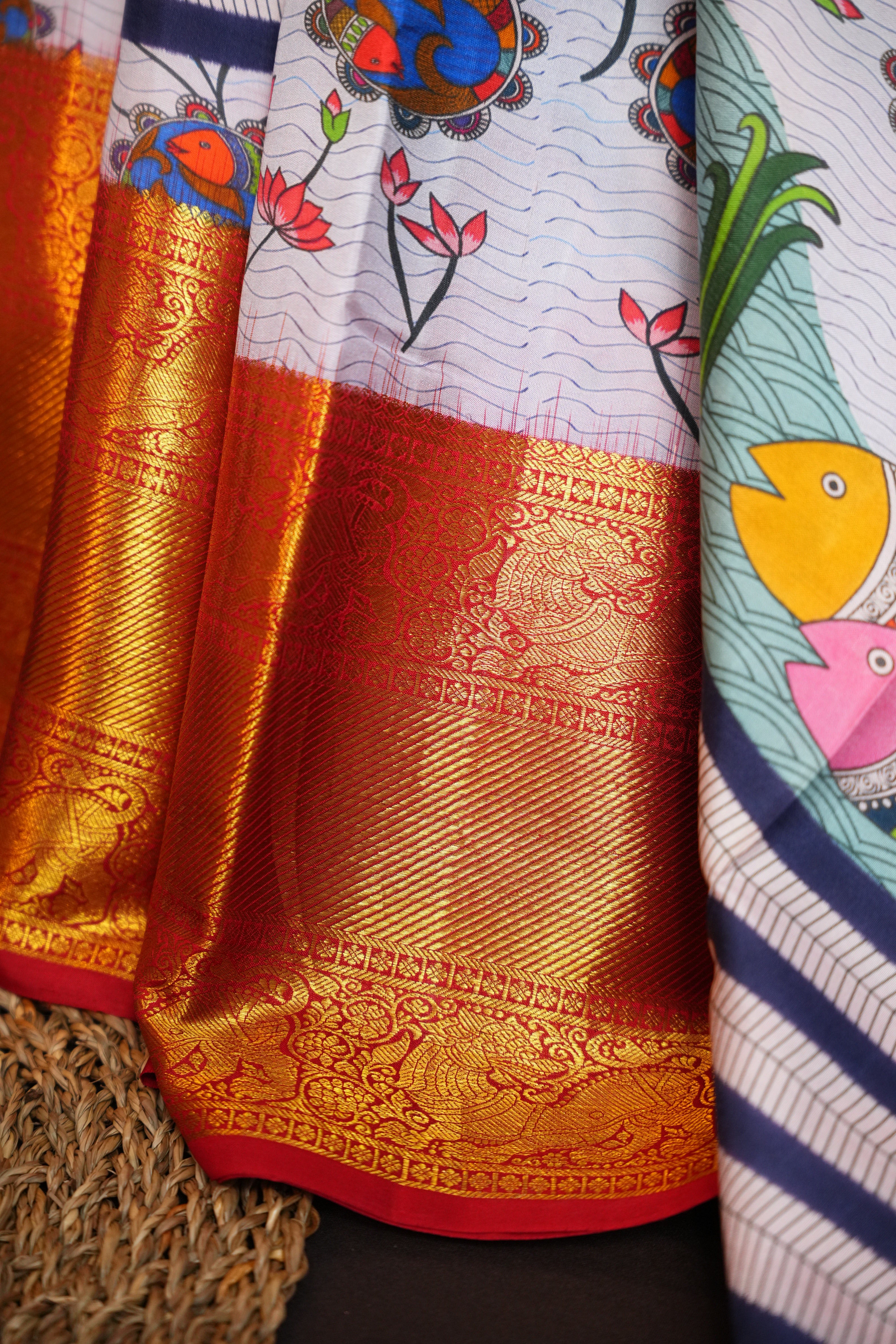 Kanchi Printed Kalamkari Saree with Zari Border
