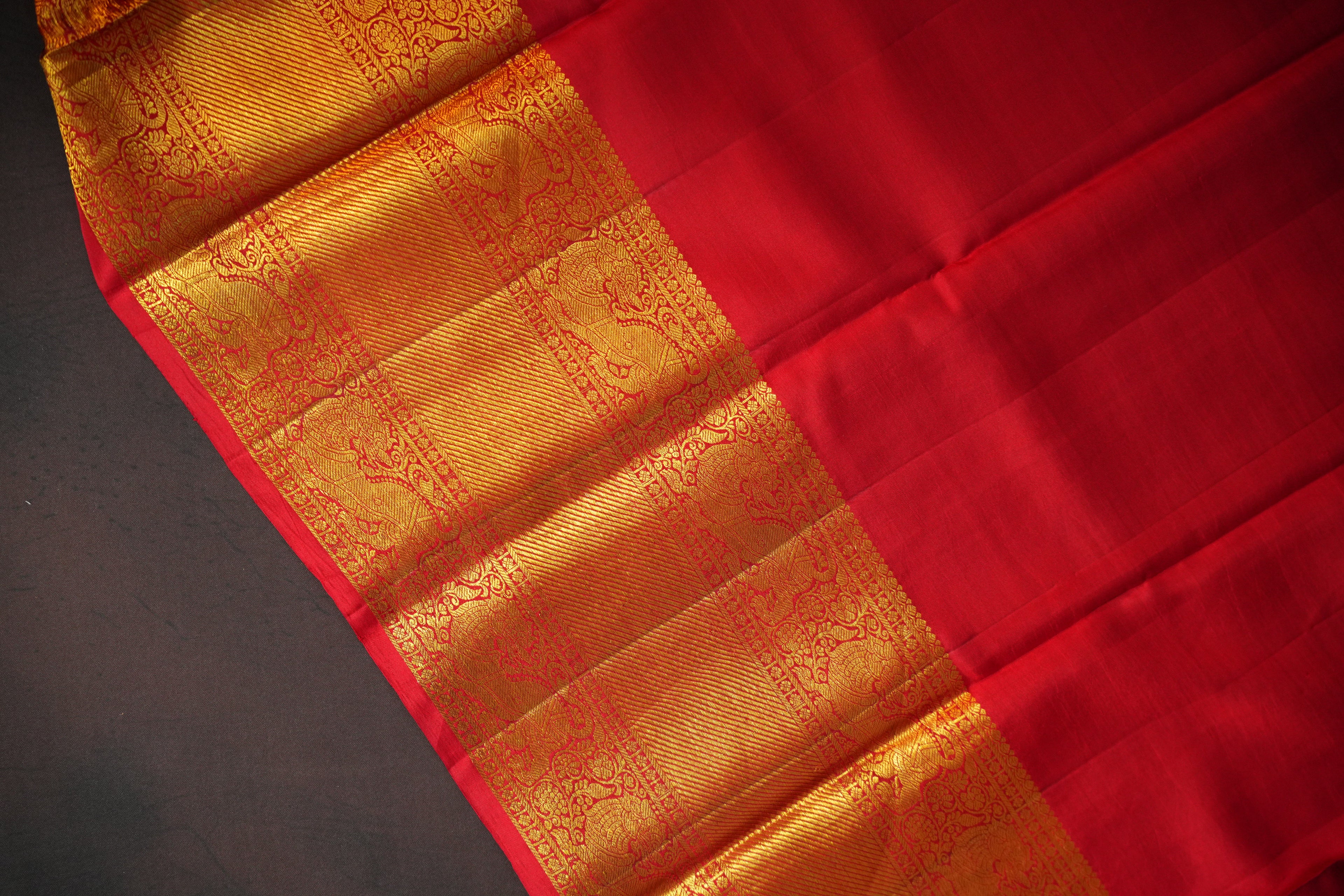 Kanchi Printed Kalamkari Saree with Zari Border