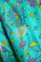 Kanchi Printed Kalamkari Saree with Silver Zari Border