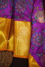 Kanchi Printed Kalamkari Saree with Elegant Zari Border