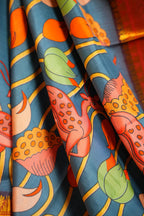 Kanchi Printed Kalamkari Saree with Zari Border