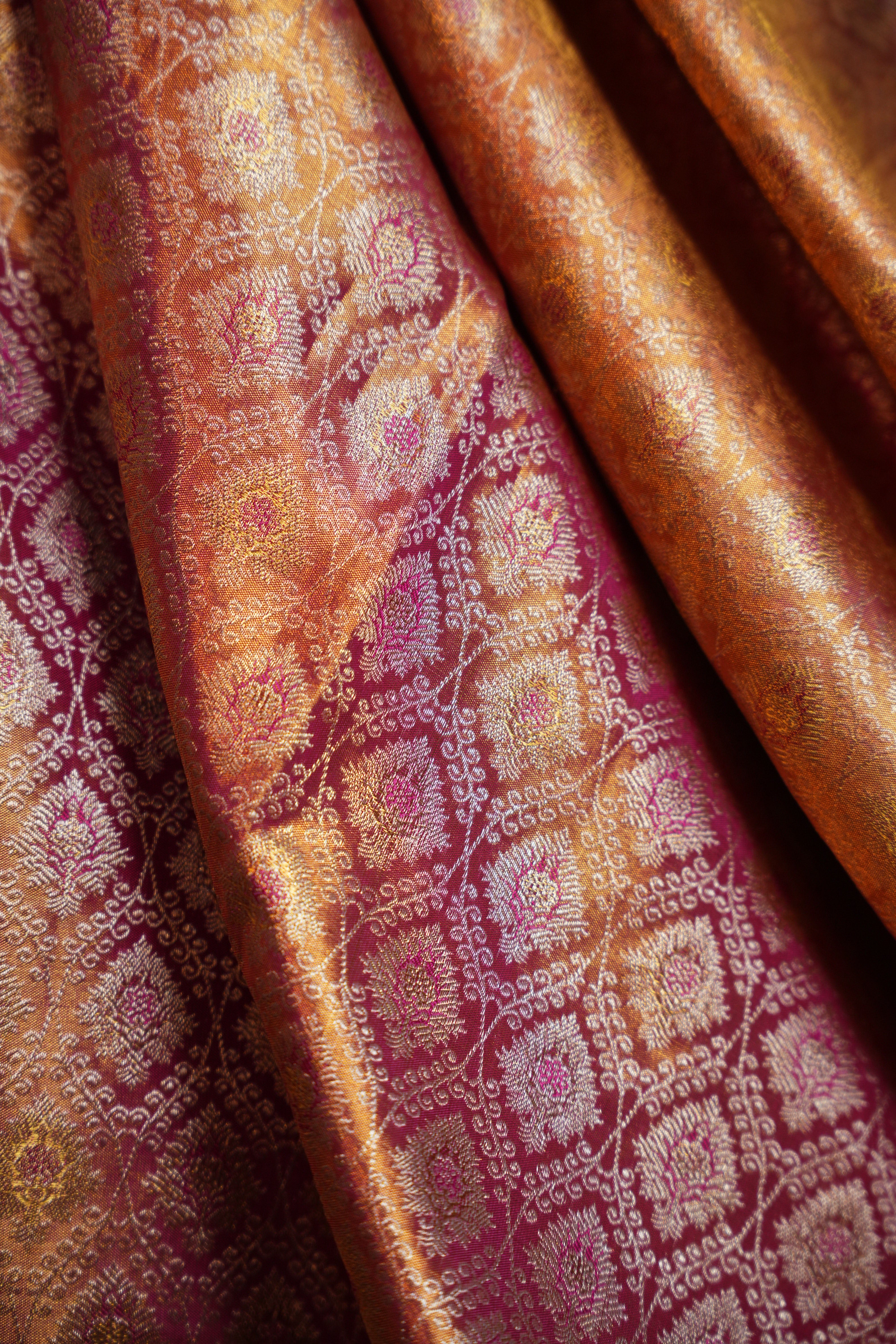 Pink Kanchi Meena Border Saree with Floral Woven Pallu