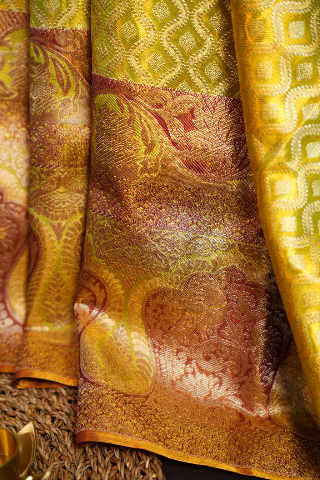 Yellow Kanchi Meena Border Saree with Rich Zari Pallu