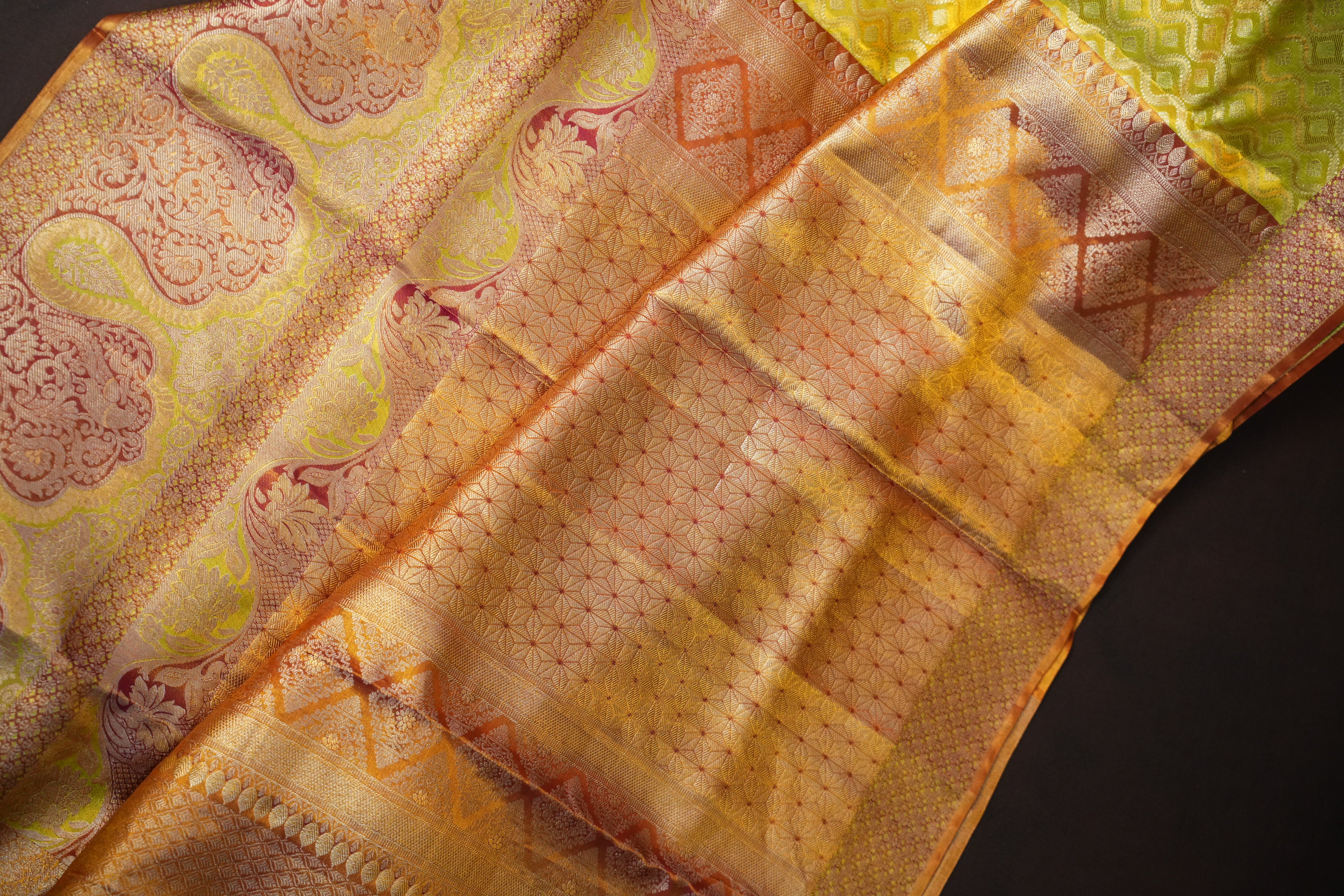 Yellow Kanchi Meena Border Saree with Rich Zari Pallu