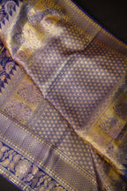 Royal Blue Kanchi Bridal Saree with Floral Zari Weaving