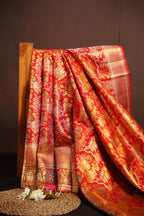 Red Kanchi Bridal Saree with Floral Zari Brocade