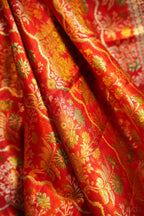 Red Kanchi Bridal Saree with Floral Zari Brocade