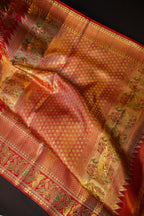 Red Kanchi Bridal Saree with Floral Zari Brocade
