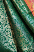 Green Kanchi Meena Border Saree with Pink Zari Border