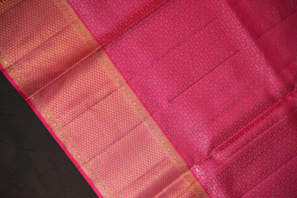 Green Kanchi Meena Border Saree with Pink Zari Border