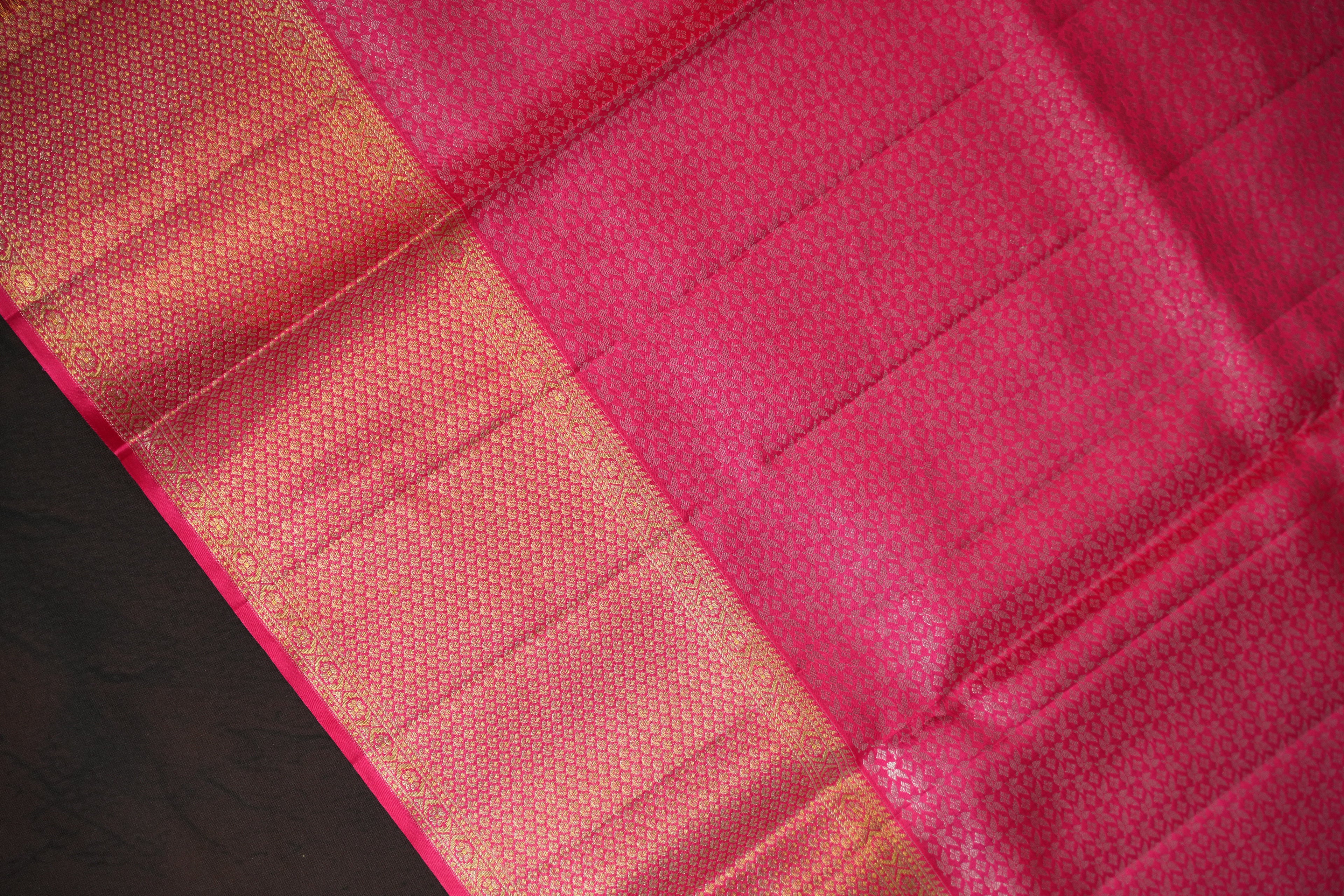 Green Kanchi Meena Border Saree with Pink Zari Border