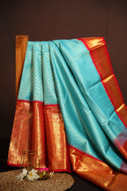 Bridal Maharani Border Saree in Blue with Rich Zari Weaving