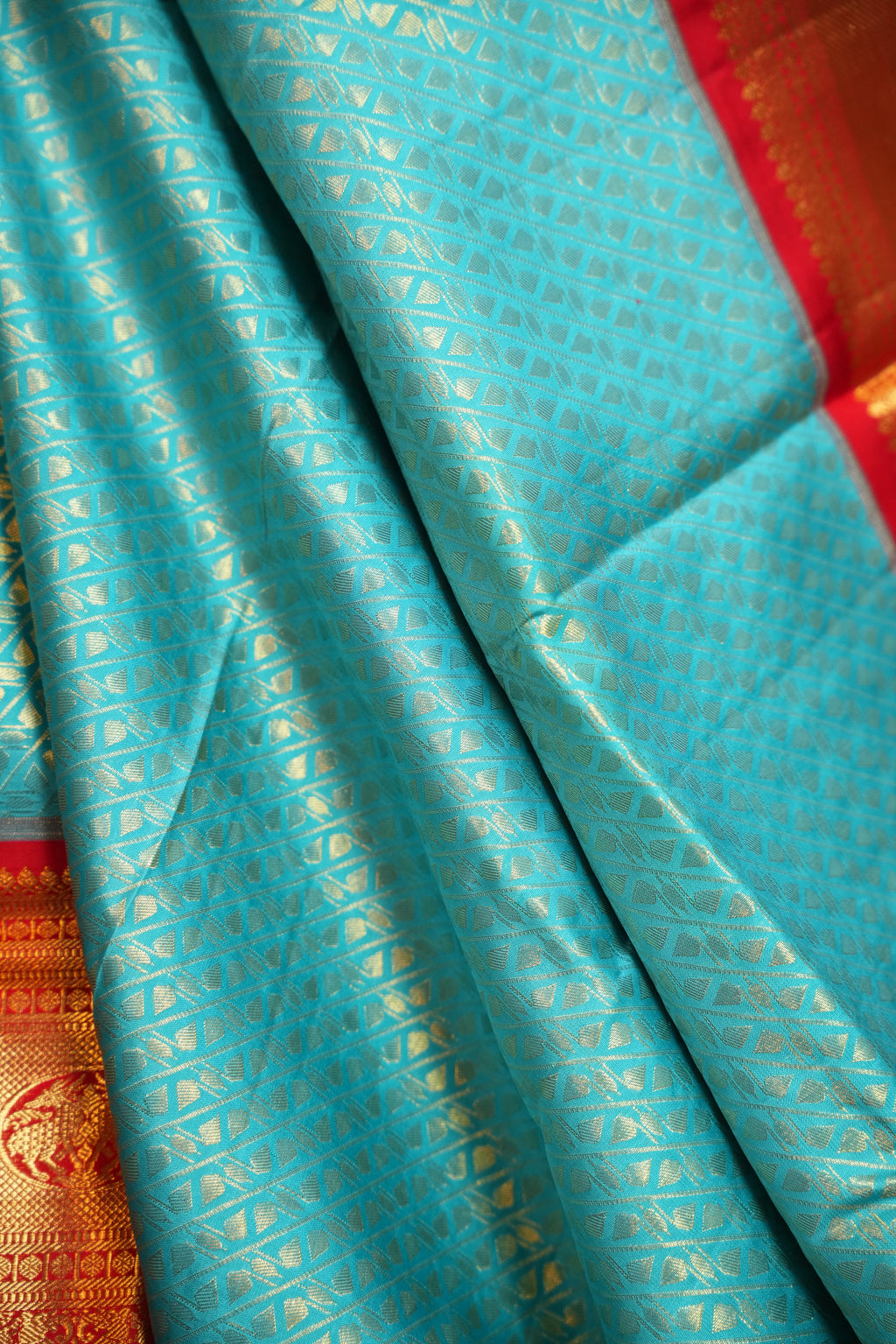 Bridal Maharani Border Saree in Blue with Rich Zari Weaving
