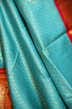 Bridal Maharani Border Saree in Blue with Rich Zari Weaving