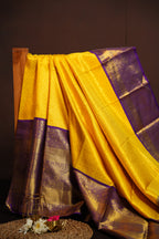 Bridal Maharani Border Saree in Yellow with Royal Zari Weaving