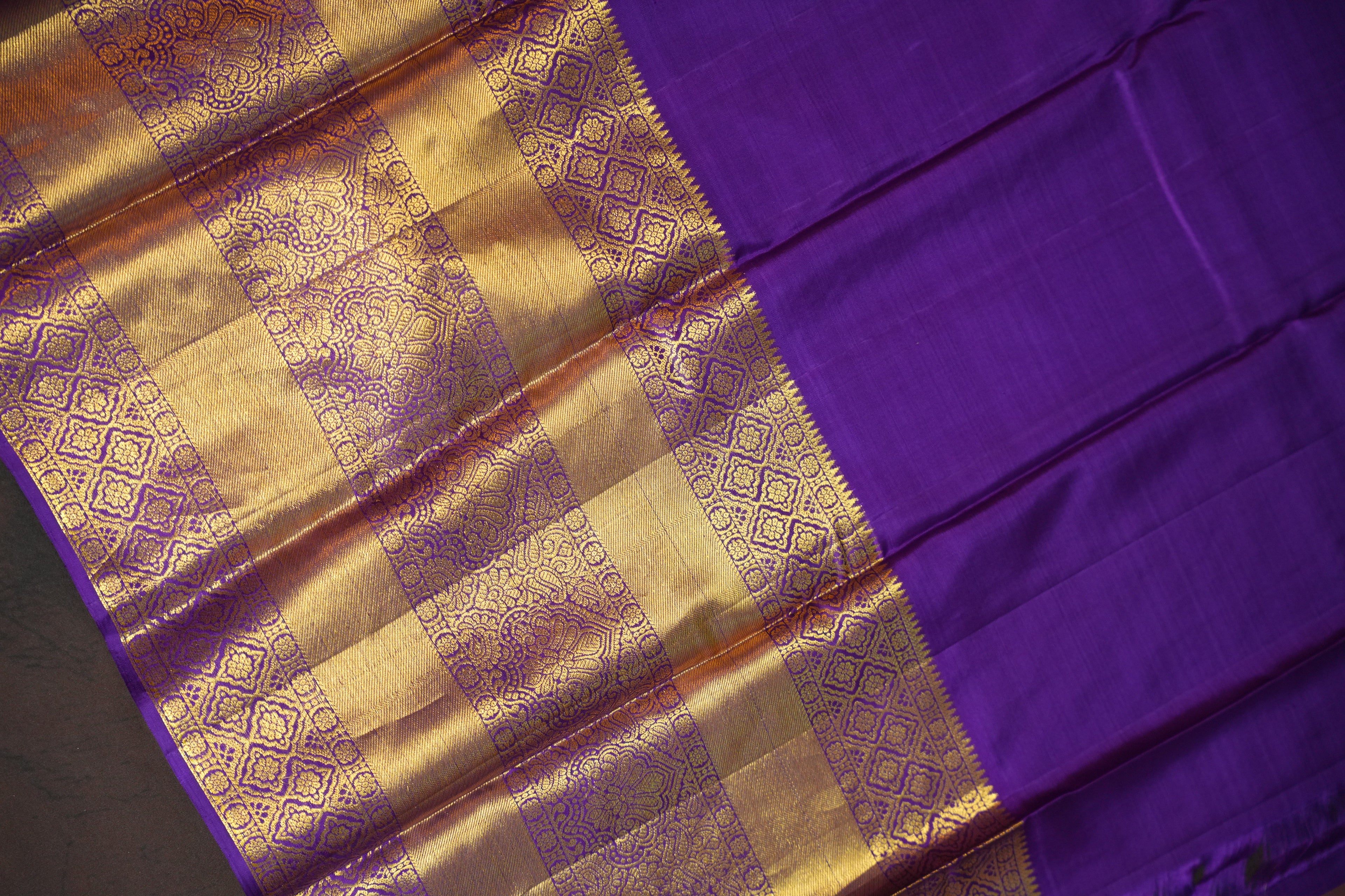 Bridal Maharani Border Saree in Yellow with Royal Zari Weaving