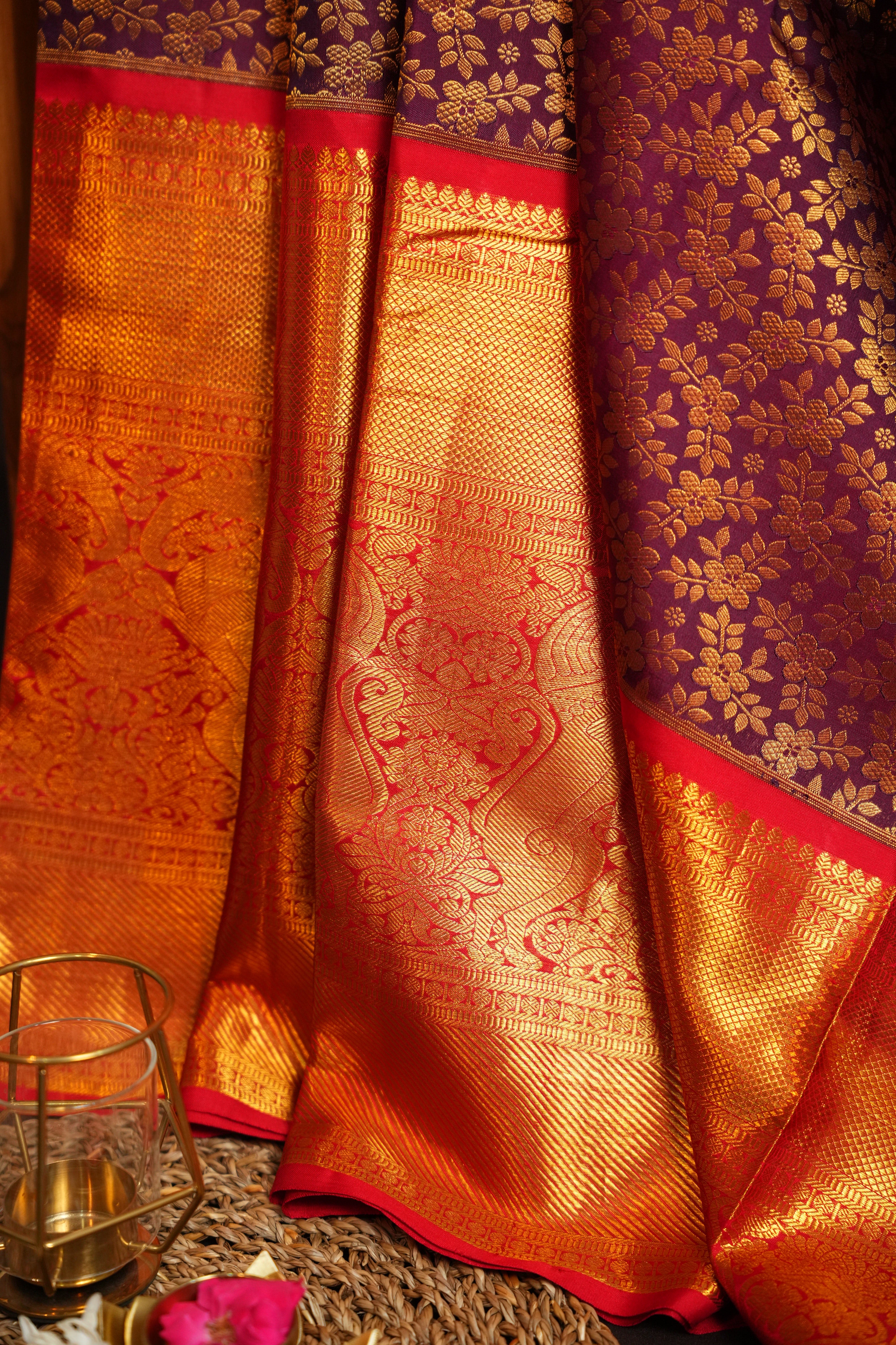 Bridal Maharani Border Saree with Rich Temple Zari Design