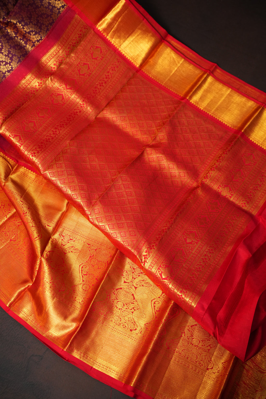 Bridal Maharani Border Saree with Rich Temple Zari Design