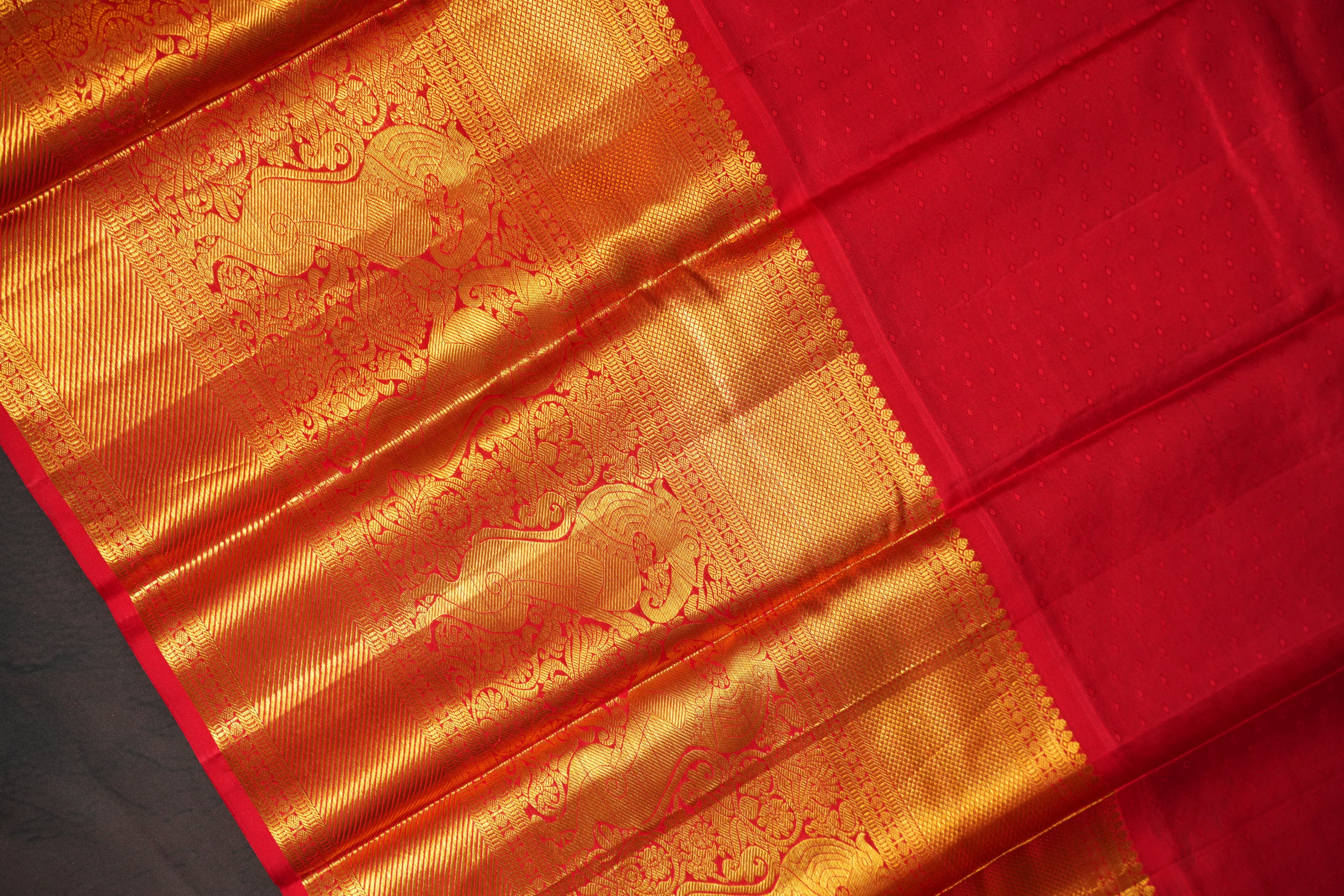Bridal Maharani Border Saree with Rich Temple Zari Design
