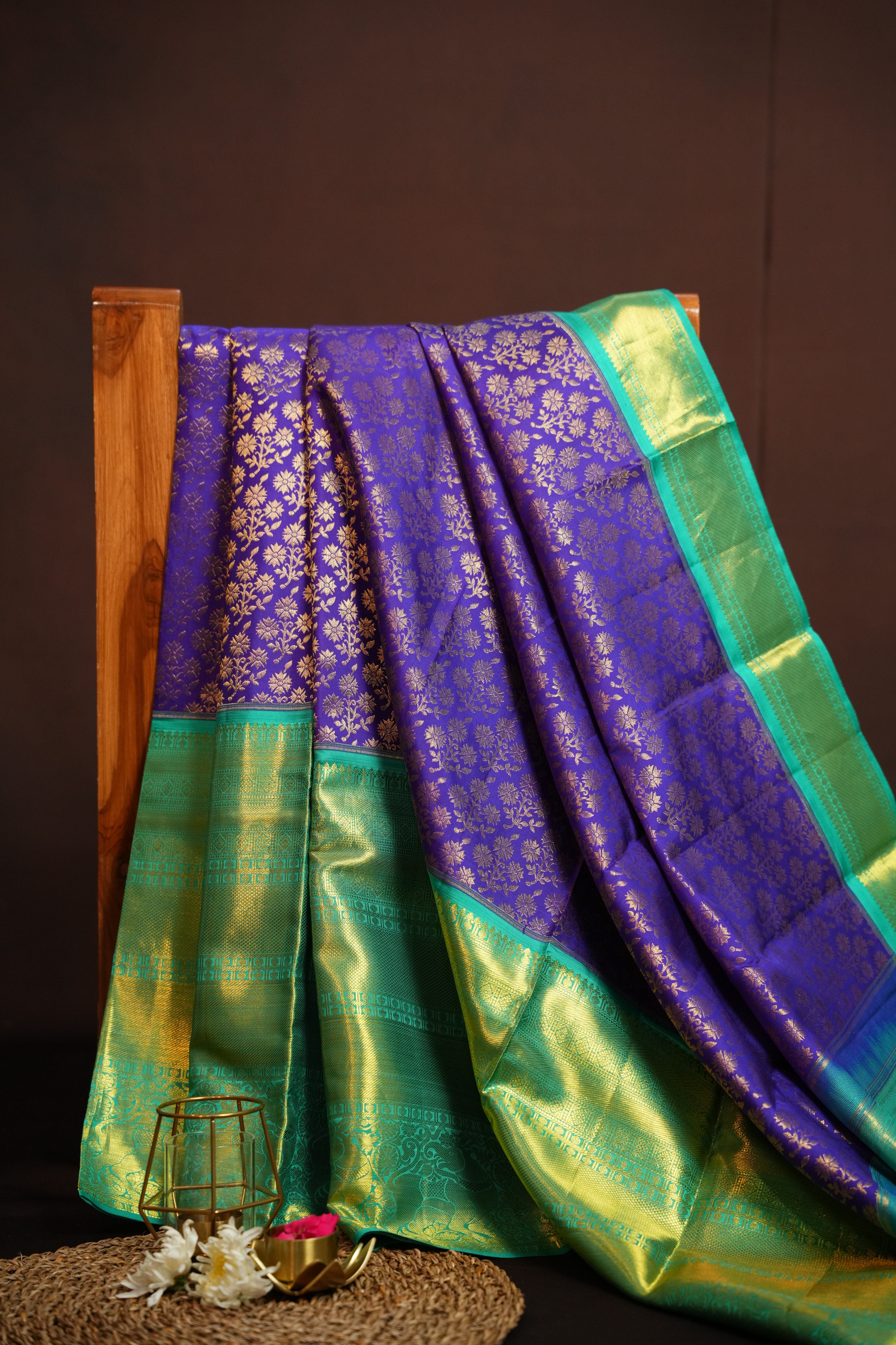 Bridal Maharani Border Saree in Purple with Rich Zari Weaving