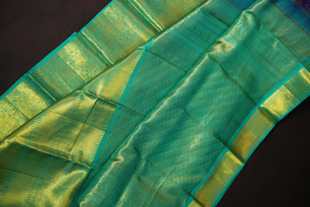 Bridal Maharani Border Saree in Purple with Rich Zari Weaving