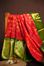 Royal Green Pattu Lehanga Saree with Grand Gold Zari Work