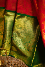 Royal Green Pattu Lehanga Saree with Grand Gold Zari Work