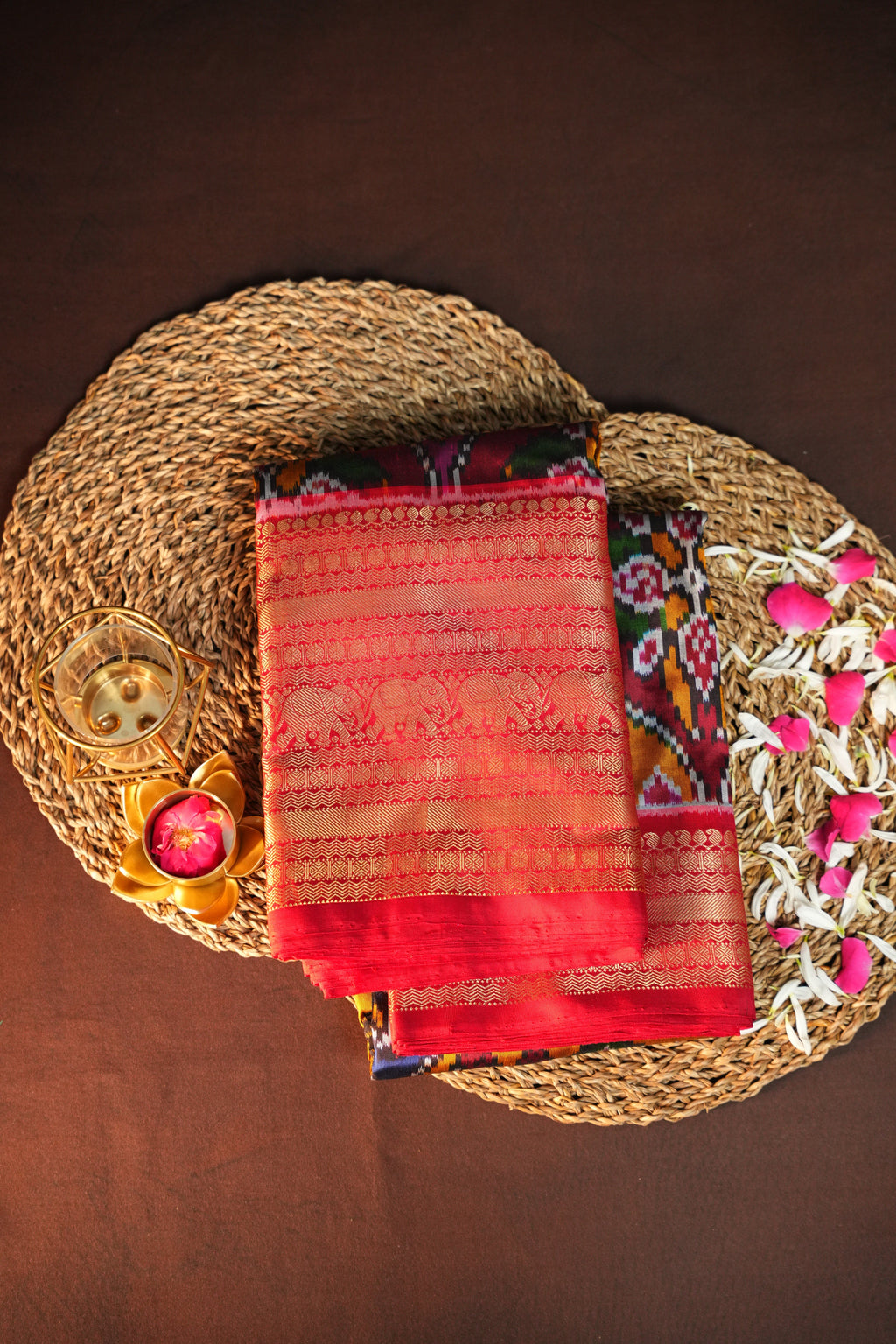 Ikkat Kanchi Border Silk Saree with Rich Pallu