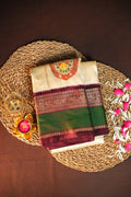 Classic Ikkat Kanchi Border Saree with Traditional Kanchi Pallu