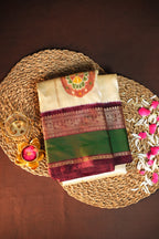 Classic Ikkat Kanchi Border Saree with Traditional Kanchi Pallu