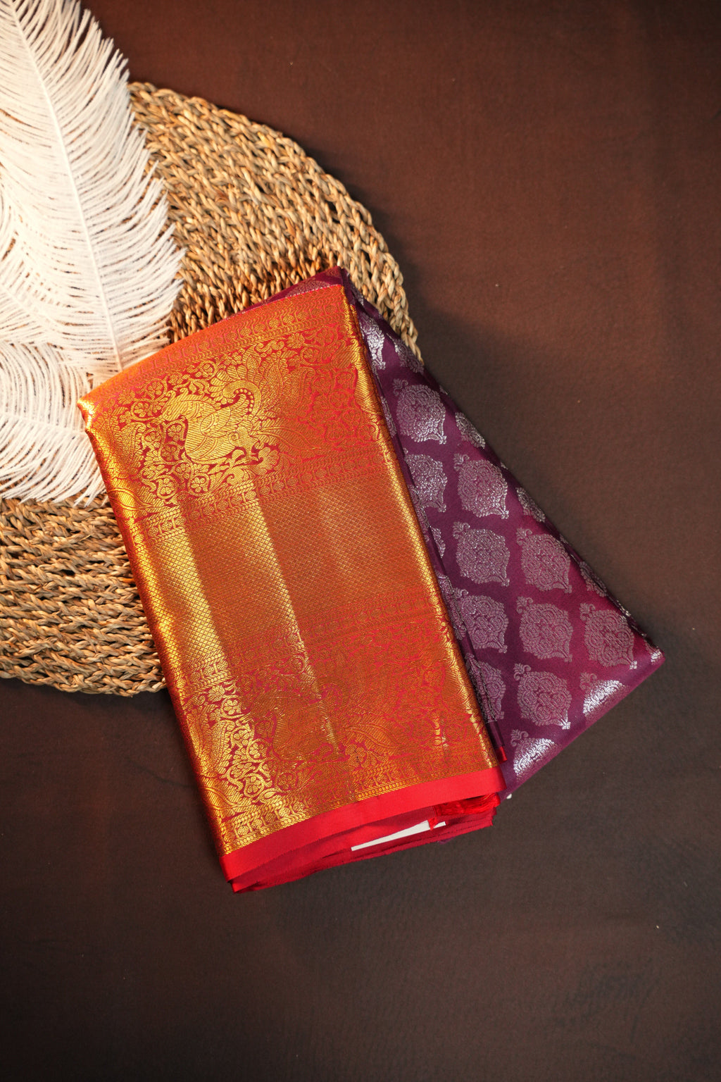 Bridal Red Pattu Lehanga Saree with Rich Gold Zari Work