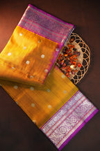 Royal Mustard Maharani Pattu Saree with Silver Zari Border