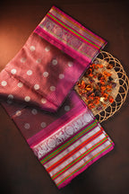 Magenta Maharani Pattu Silk Saree with Silver Zari Border
