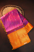 Magenta Gadwal Silk Saree with Rich Gold Zari Border
