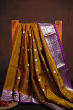 Royal Mustard Maharani Pattu Saree with Silver Zari Border