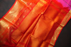 Hot Pink Maharani Pattu Silk Saree with Gold Zari Border