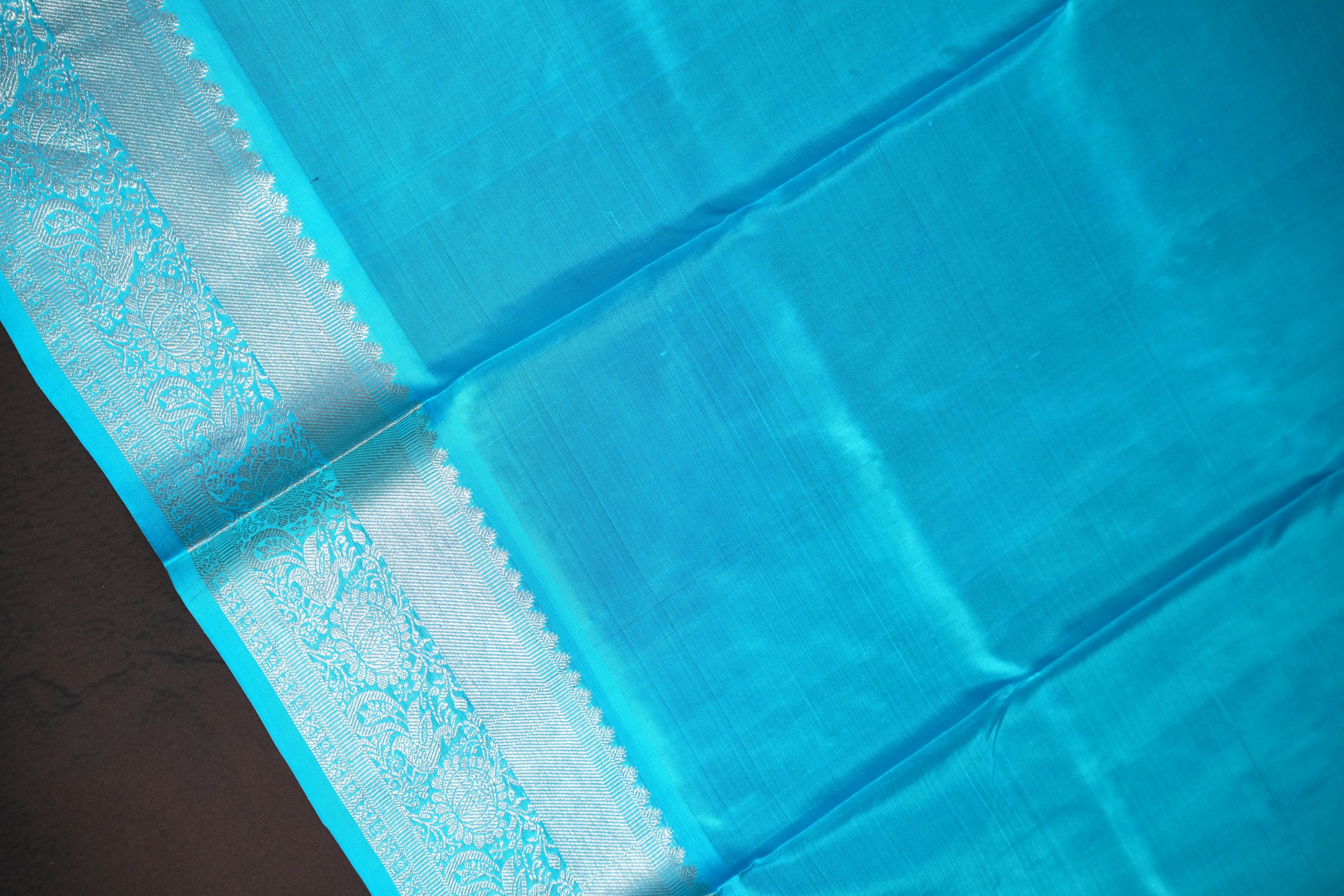 Purple Maharani Pattu Silk Saree with Silver Zari Checks