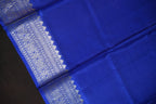 Pastel Green Maharani Pattu Silk Saree with Royal Blue Zari Border