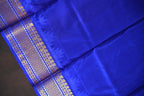 Cream Maharani Pattu Silk Saree with Royal Blue Zari Border