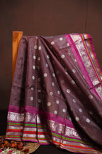 Magenta Maharani Pattu Silk Saree with Silver Zari Border