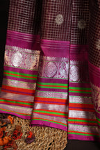 Magenta Maharani Pattu Silk Saree with Silver Zari Border
