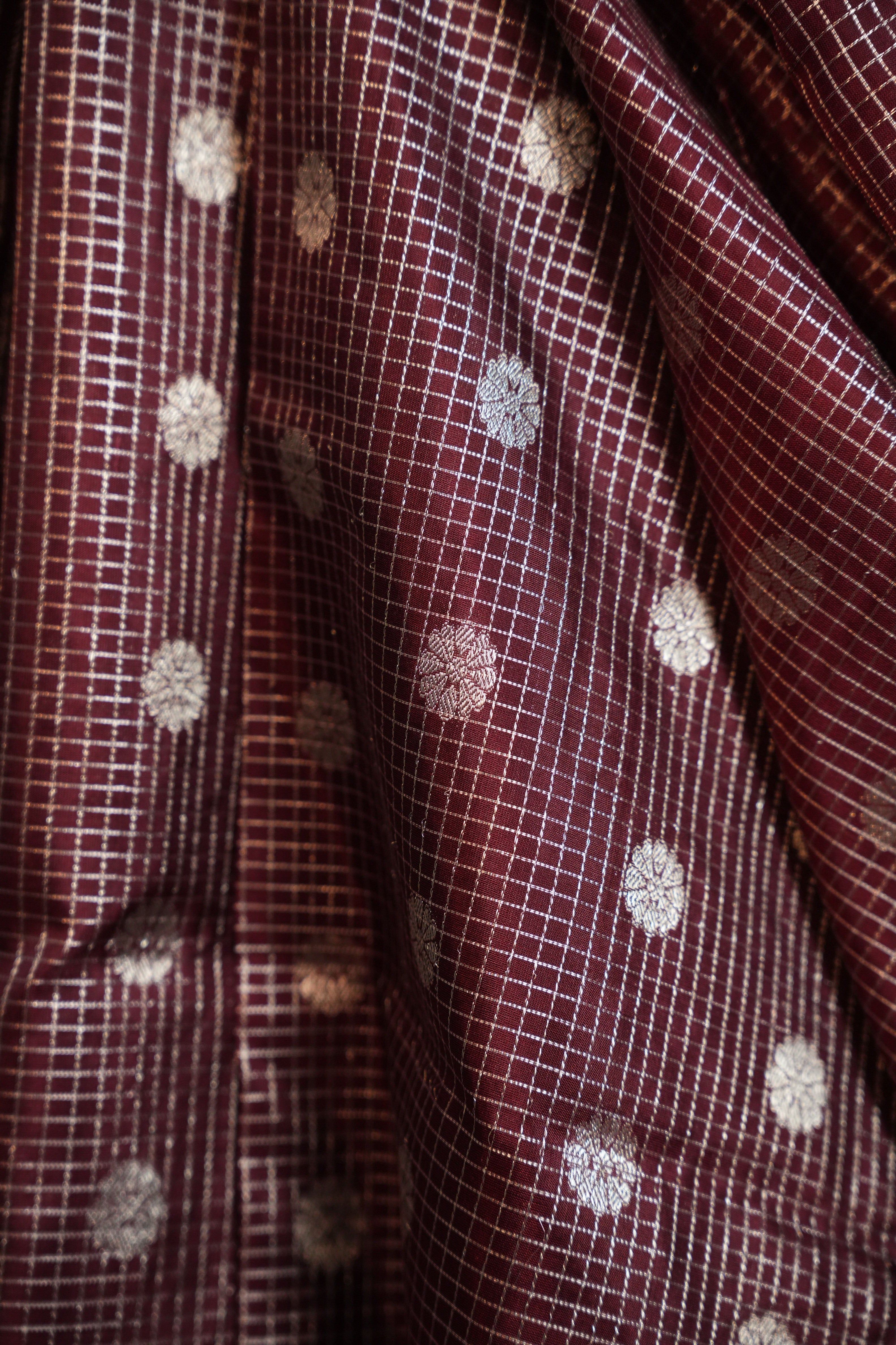 Magenta Maharani Pattu Silk Saree with Silver Zari Border