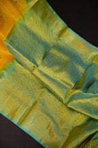 Royal Yellow Maharani Pattu Silk Saree with Green Zari Border