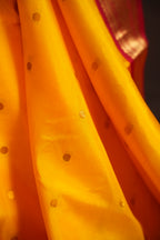 Bright Yellow Gadwal Silk Saree with Red Zari Border