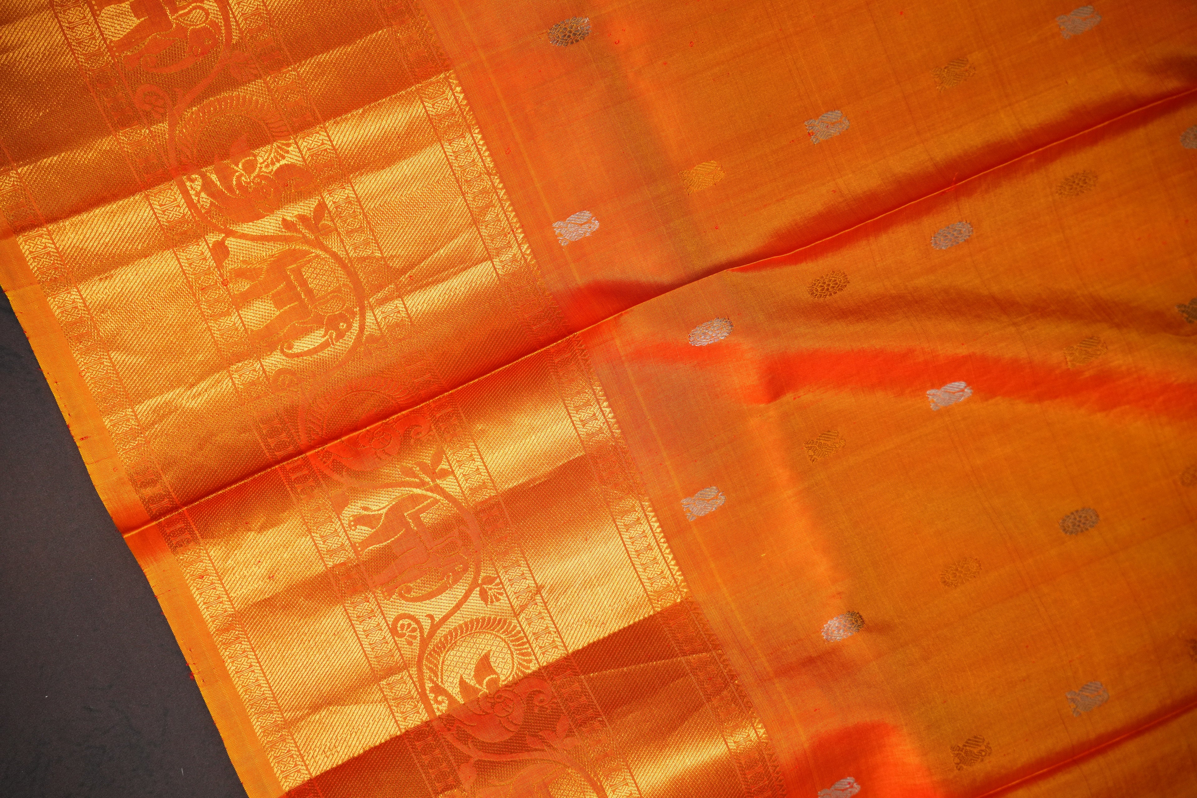 Magenta Gadwal Silk Saree with Rich Gold Zari Border