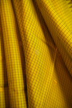 Yellow Checks Gadwal Silk Saree with Maroon Zari Border