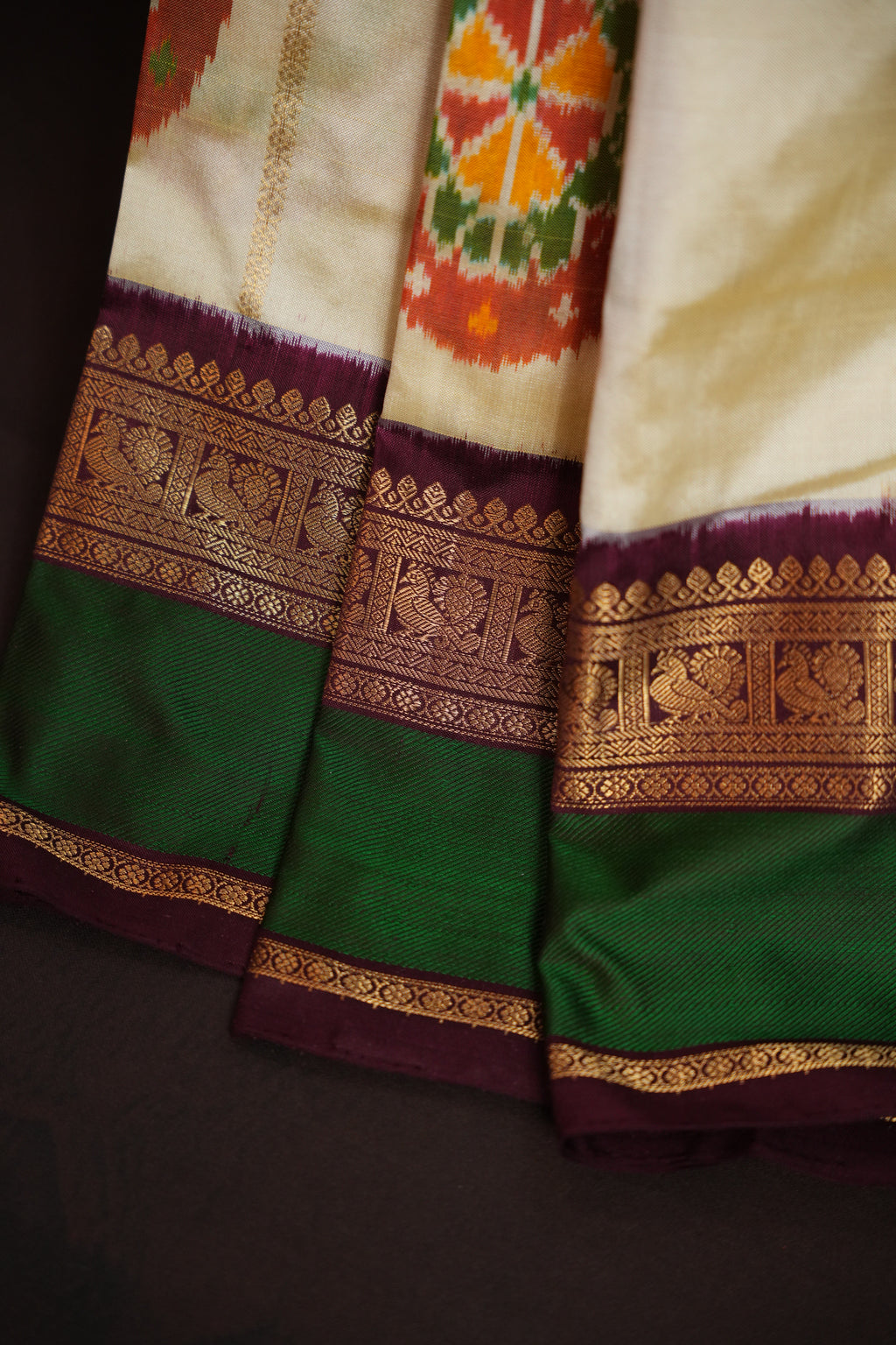 Classic Ikkat Kanchi Border Saree with Traditional Kanchi Pallu