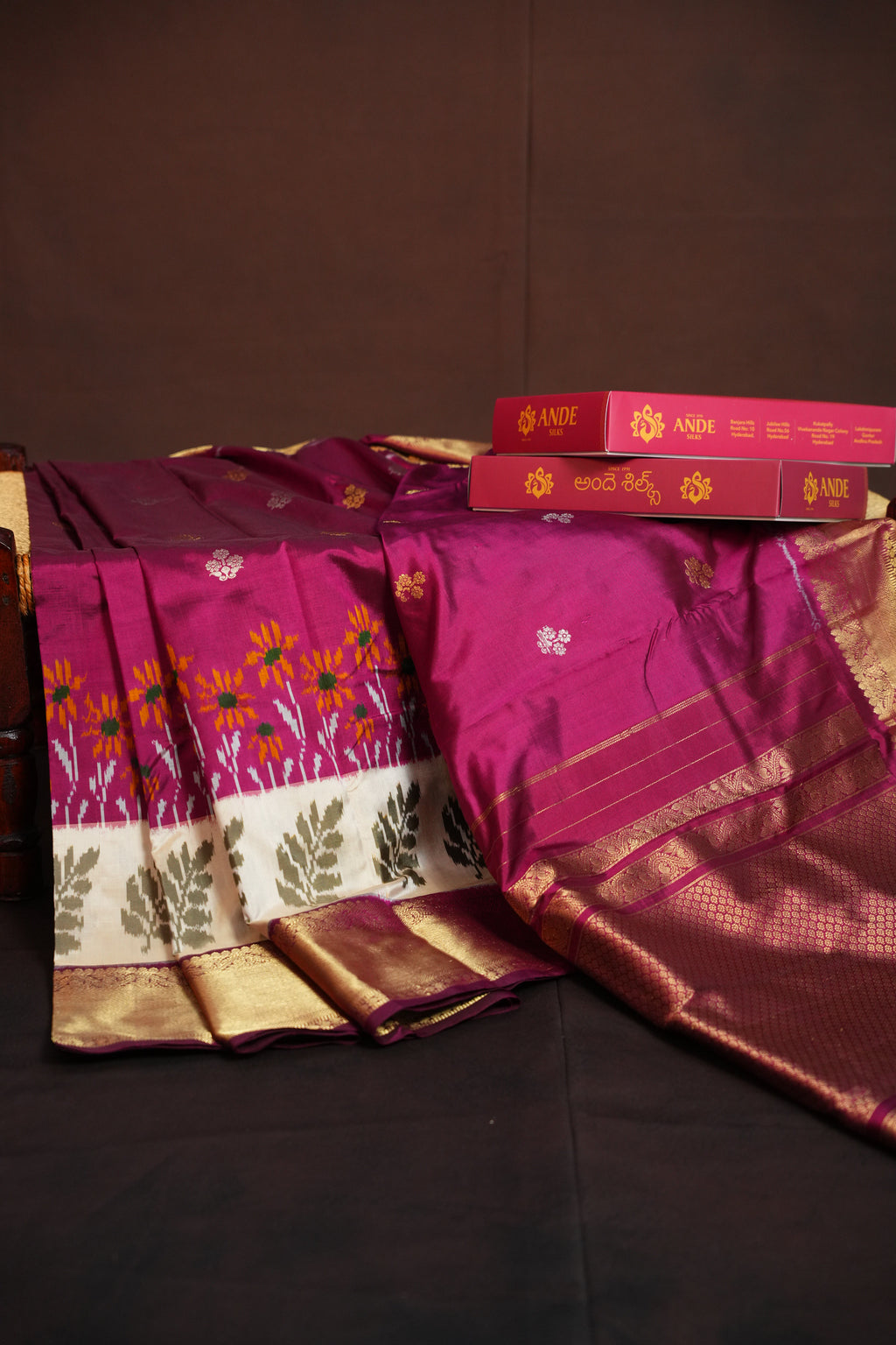 Ikkat Kanchi Border Silk Saree with Rich Kanchi Pallu