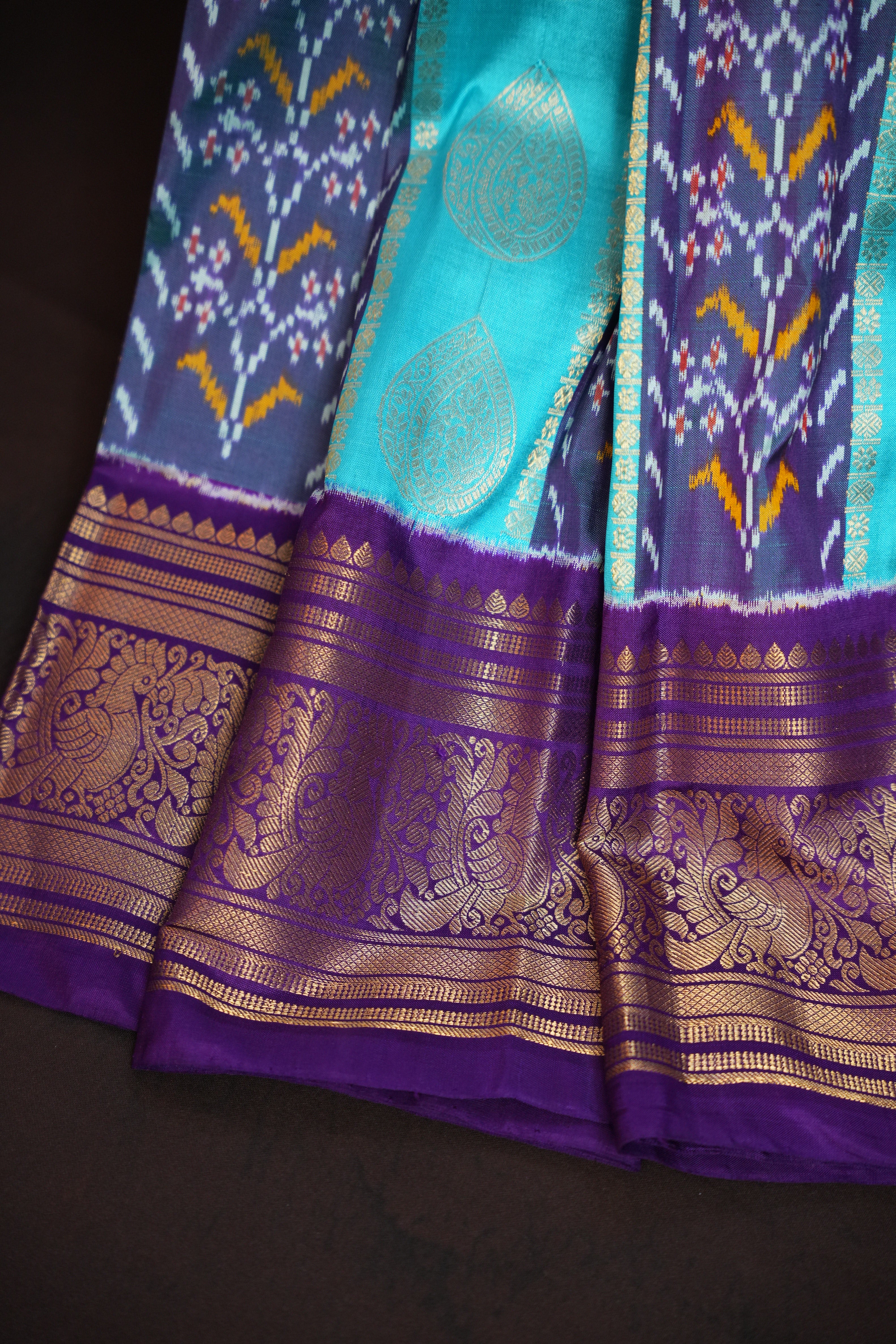 Ikkat Kanchi Border Saree with Rich Kanchi Pallu